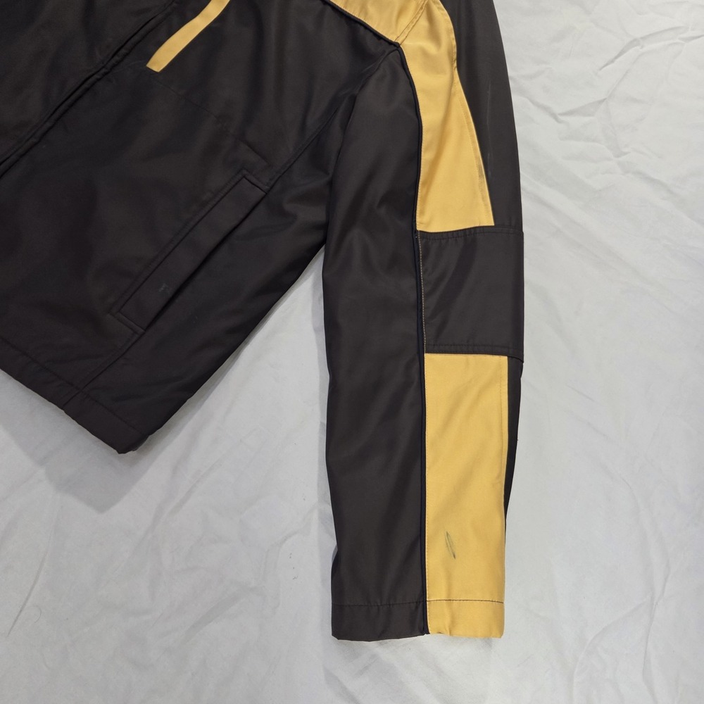 Cole Haan Quilt Lined Men's Winter Coat‎ Jacket Size Large Black Yellow Stripe - Picture 5 of 15